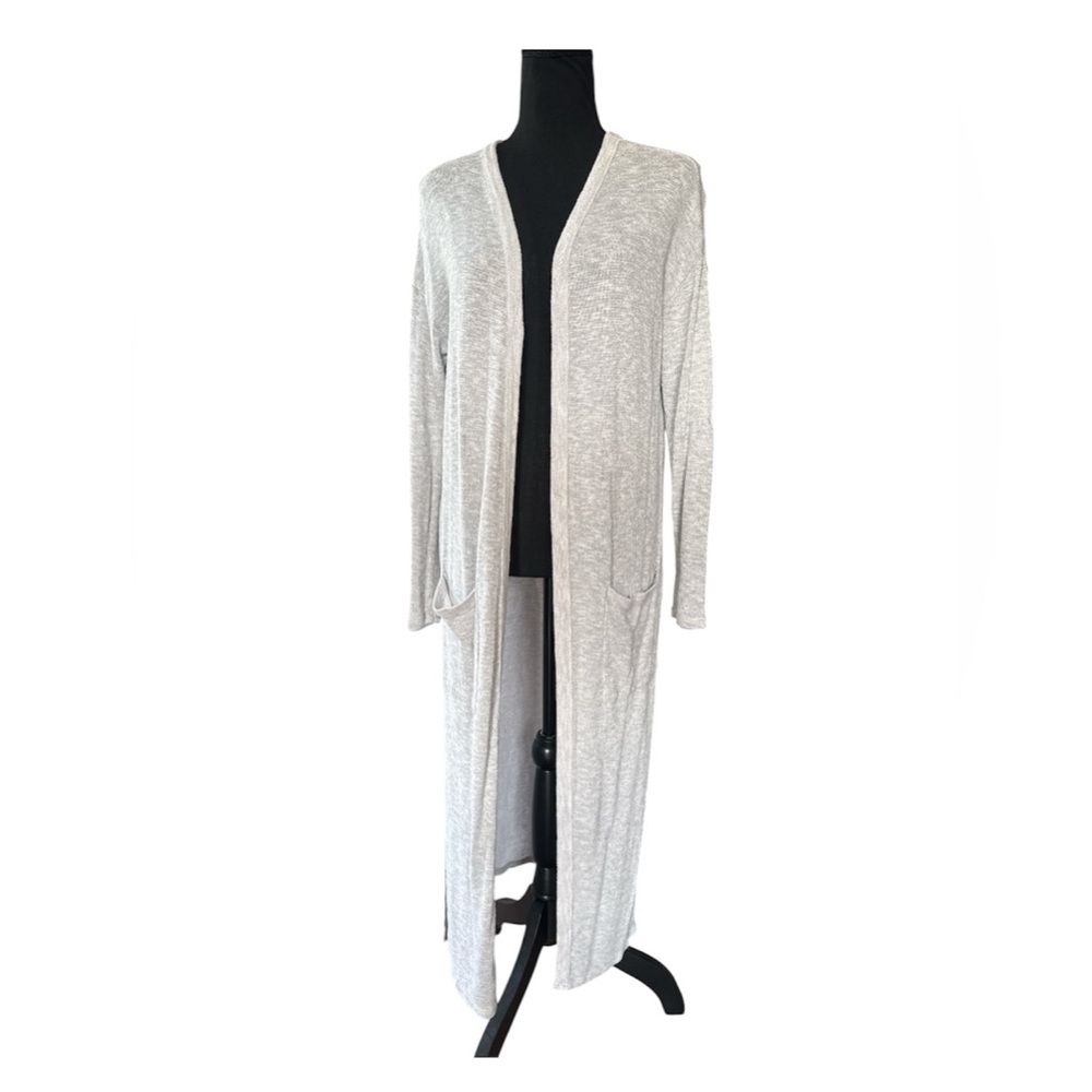 aerie Light Gray Longline Open Front Cardigan Size Medium